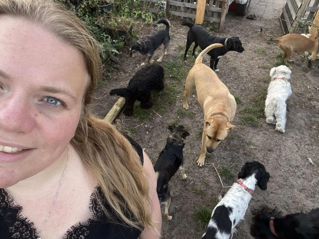 Mariëlle Hartlief with dogs.